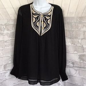 Bob Mackie Wearable Art Black Sheer Blouse